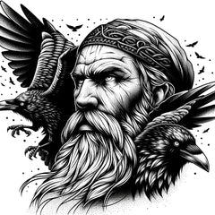 Odin und die zwei Raben, Huginn und Muninn