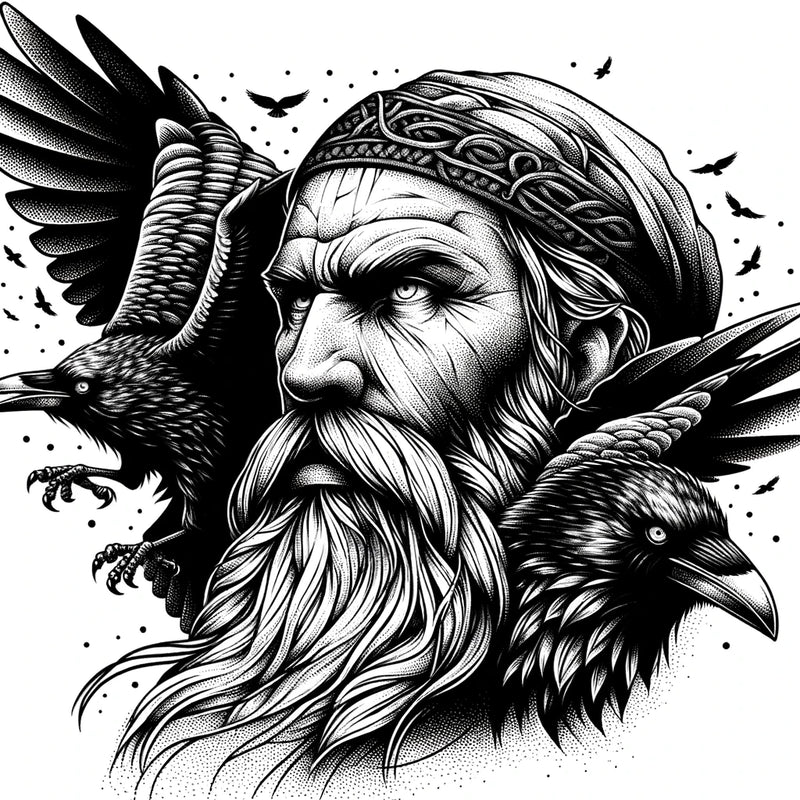 Odin und die zwei Raben, Huginn und Muninn