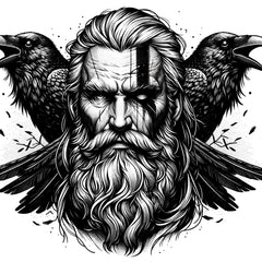 Odin und die zwei Raben, Huginn und Muninn