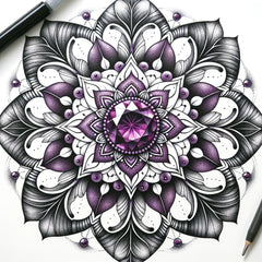 Mandala mit Violetten Stein- Harmonisierung von Herz und Geist