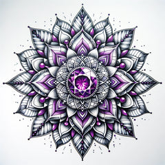 Mandala mit Violetten Stein- Harmonisierung von Herz und Geist