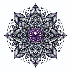 Mandala mit Violetten Stein- Harmonisierung von Herz und Geist