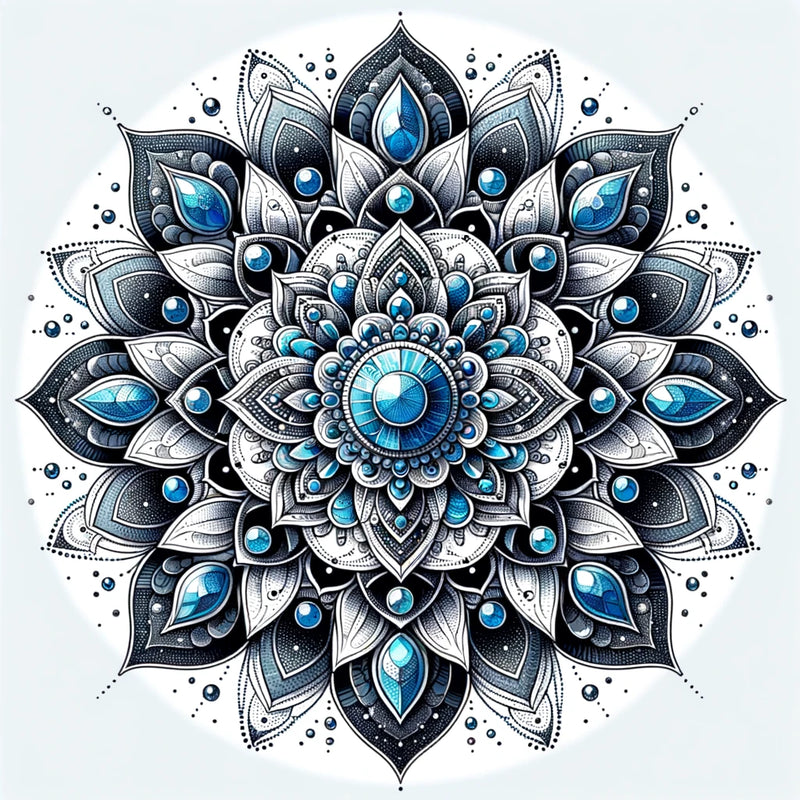 Mandala mit Blauem Stein- Spirituelle Tiefe, Heilung und Vertrauen