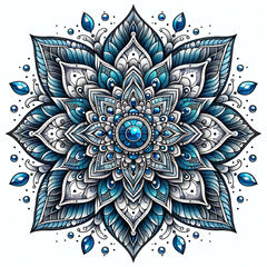 Mandala mit Blauem Stein- Spirituelle Tiefe, Heilung und Vertrauen