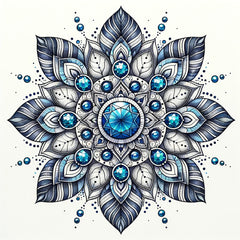 Mandala mit Blauem Stein- Spirituelle Tiefe, Heilung und Vertrauen