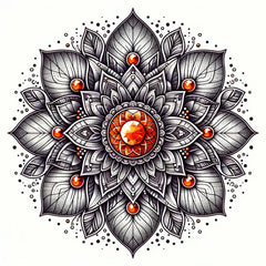 Mandala mit orangem Stein- persönliche Entwicklung und als Erinnerung