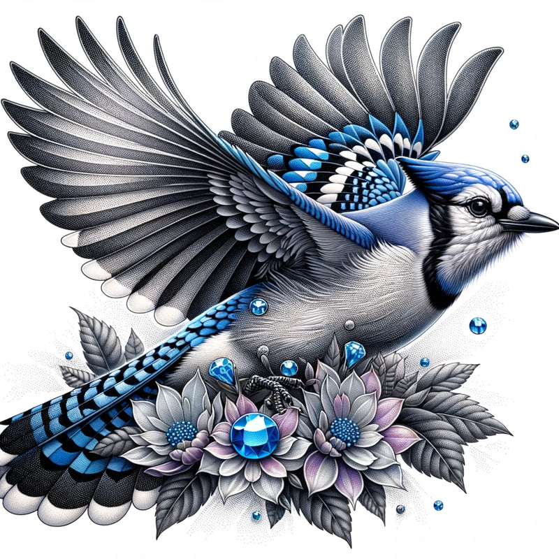 Mittelgrosse Tattoos- Blauhäher Vogel - die Weisheit des Lebens