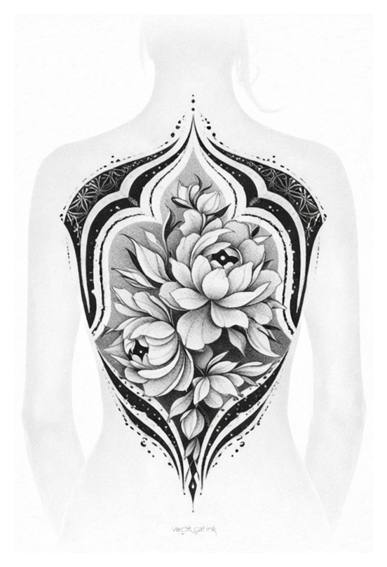 (SPEZIALPREIS) Zweites “Schutzschild”-Rücken-Ornament (florale Füllung)