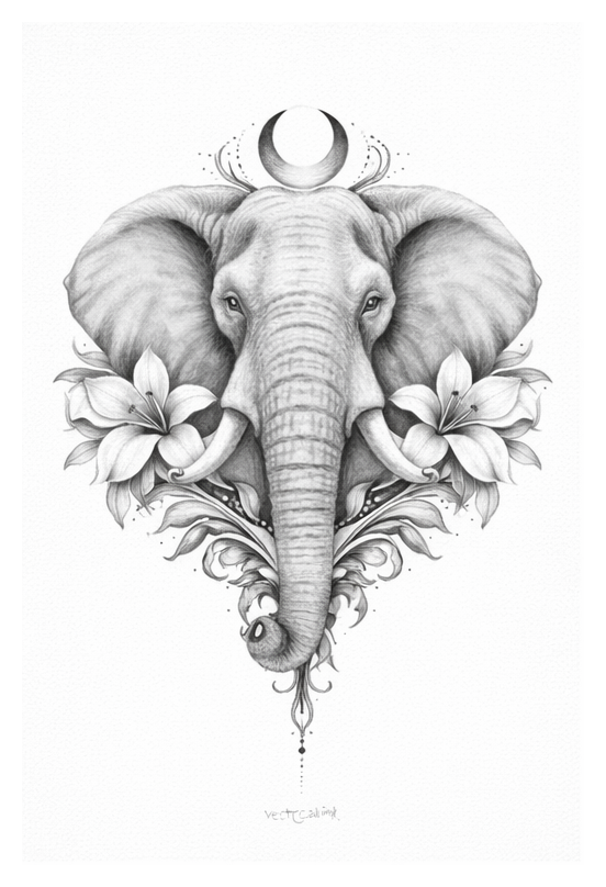 (SPEZIALPREIS) Tiger mit Sichelmond & Lilien