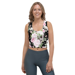 Blumen & Schädel - Crop-Top