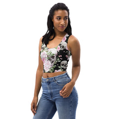 Blumen & Schädel - Crop-Top