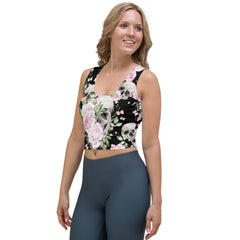 Blumen & Schädel - Crop-Top