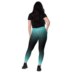 Geometric Line- Grüne V-Bund-Leggings mit Taschen