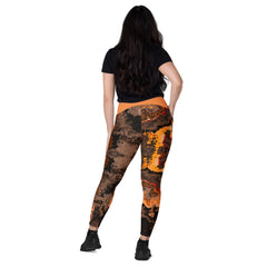 Art Line - Tiger Auge Muster V-Bund-Leggings mit Taschen