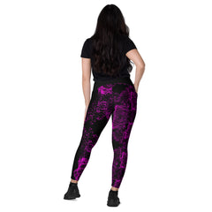 Geometric Line-Soundwaves-V-Bund-Leggings mit Taschen