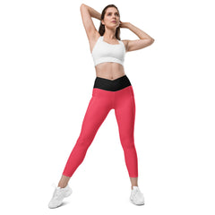 Pinke Leggins Mit Schwarzem V-Bund