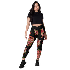 Drachen V-Bund-Leggings mit Taschen