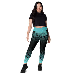 Geometric Line- Grüne V-Bund-Leggings mit Taschen