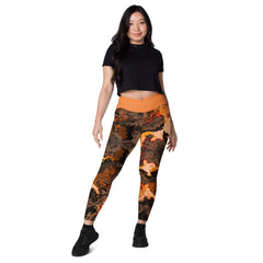 Art Line - Tiger Auge Muster V-Bund-Leggings mit Taschen