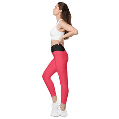 Pinke Leggins Mit Schwarzem V-Bund