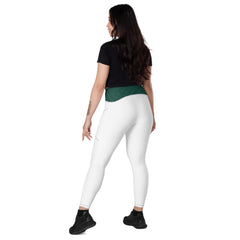 Weisse V-Bund-Leggings mit Taschen