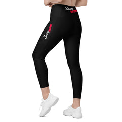 Black Line - V-Bund-Leggings mit Taschen und schwarzem Bund