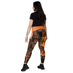 Art Line - Tiger Auge Muster V-Bund-Leggings mit Taschen