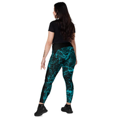 Geometric Line- Soundwaves-V-Bund-Leggings mit Taschen