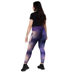 Art Line-Batik-V-Bund-Leggings mit Taschen