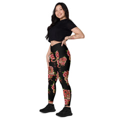 Drachen V-Bund-Leggings mit Taschen