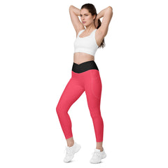 Pinke Leggins Mit Schwarzem V-Bund