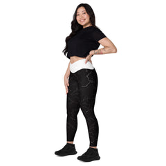 Blitz Muster V-Bund-Leggings mit weissem Bund