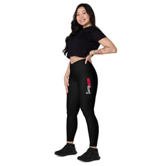 Black Line - V-Bund-Leggings mit Taschen und schwarzem Bund