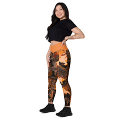 Art Line - Tiger Auge Muster V-Bund-Leggings mit Taschen