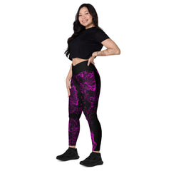 Geometric Line-Soundwaves-V-Bund-Leggings mit Taschen