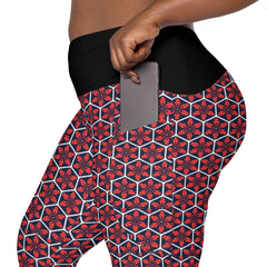 Geometric Line -V-Bund-Leggings mit Taschen