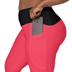 Pinke Leggins Mit Schwarzem V-Bund