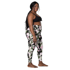 Schädel & Blumen -V-Bund-Leggings mit Taschen