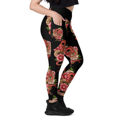 Drachen V-Bund-Leggings mit Taschen