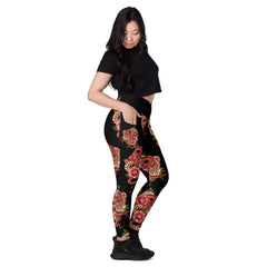 Drachen V-Bund-Leggings mit Taschen