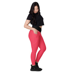 Pinke Leggins Mit Schwarzem V-Bund