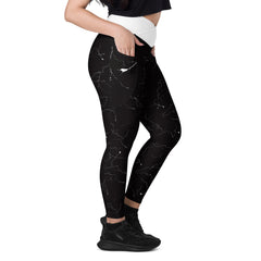 Blitz Muster V-Bund-Leggings mit weissem Bund