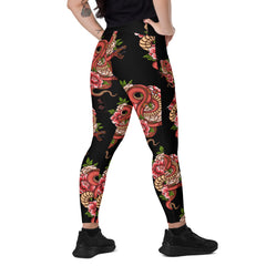 Drachen V-Bund-Leggings mit Taschen