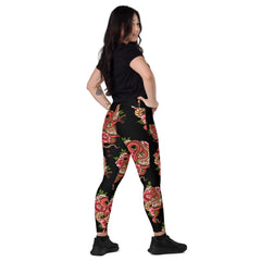 Drachen V-Bund-Leggings mit Taschen