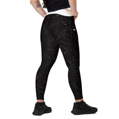 Blitz Muster V-Bund-Leggings mit weissem Bund