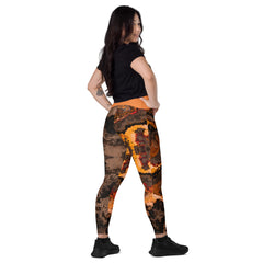 Art Line - Tiger Auge Muster V-Bund-Leggings mit Taschen