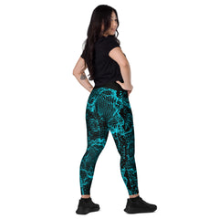 Geometric Line- Soundwaves-V-Bund-Leggings mit Taschen