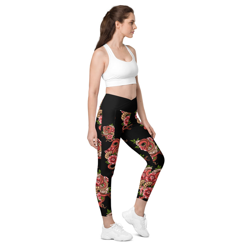 Drachen V-Bund-Leggings mit Taschen