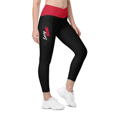 Sorry Mom V-Bund-Leggings mit sehr dunkel blaues Muster