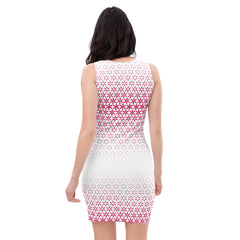 Geometric Line- Pink Weisses Kleid